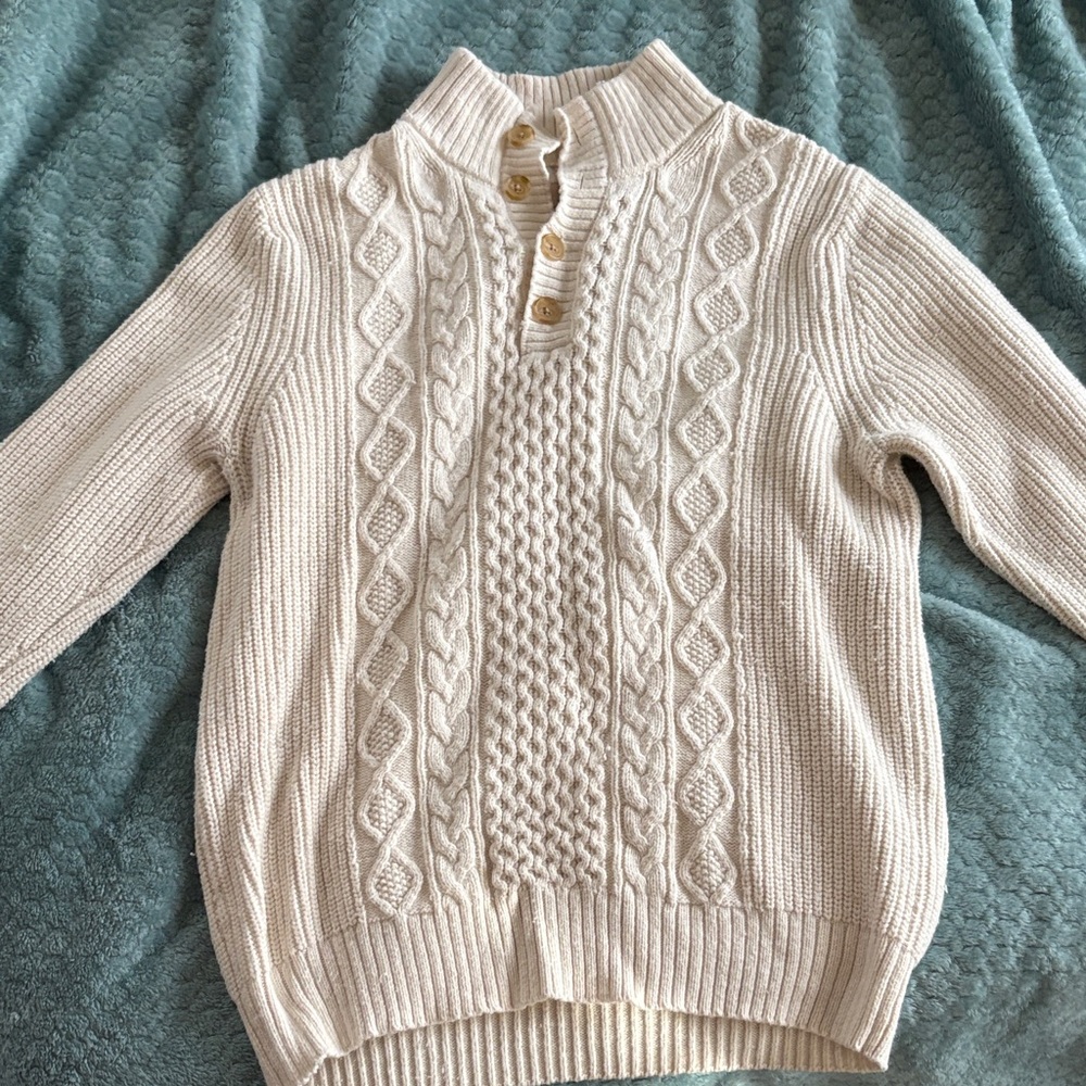 St. John's Bay Men's Cream Cable Knit Turtleneck Sweater